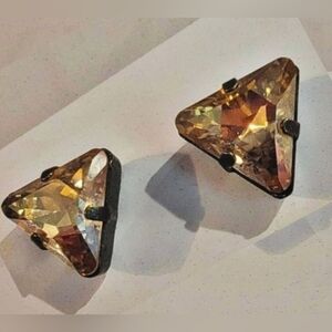 Sabika Triangular Gold Swarovski Crystal Stud Earrings 7/16"
